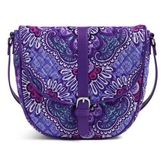 Vera Bradley Handbags - Vera Bradley Slim Saddle Crossbody Purse Bag Lilac